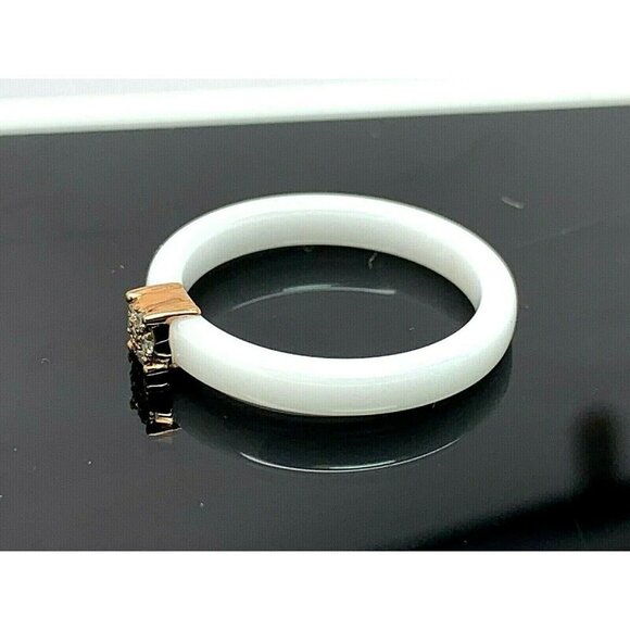 Engagement Promise Ring 0.05ctw Diamond Sterling Silver White Ceramic Size 7 - Picture 2 of 13